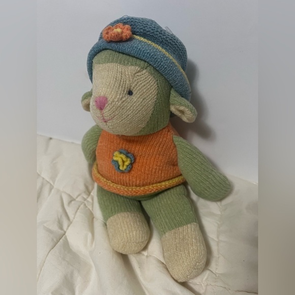 12” Russ Berrie Wootles Knit Lamb Plush in Pastel Sweater & Hat crochet flowers - Picture 7 of 11